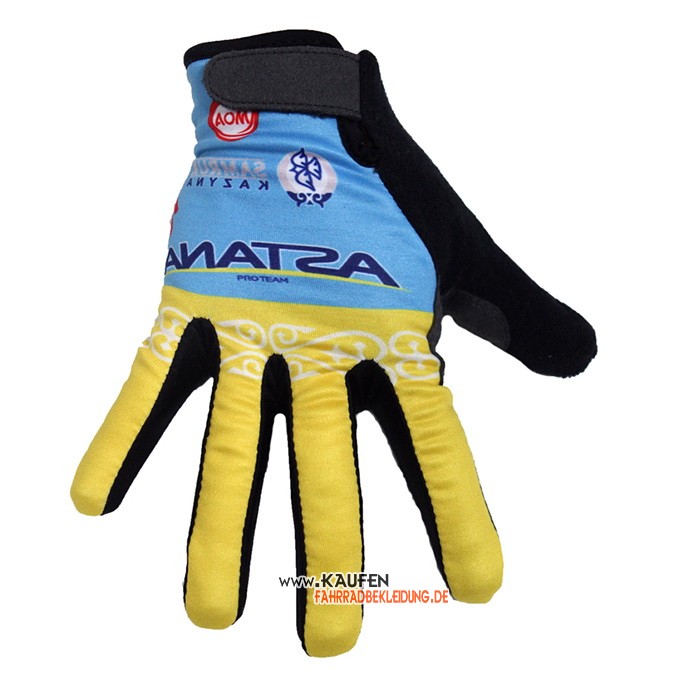 2020 Astana Lange Handschuhe Gelb Blau